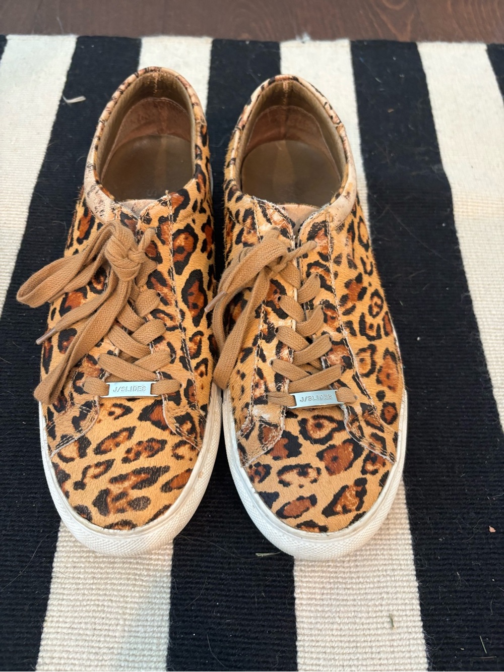 J/Slides Leopard Print Women’s Sneakers - Brown Patterned Casual Shoes (9)